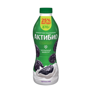 Биойогурт Актибио с черносливом обогащенный бифидобактериями 1.5%, 870мл