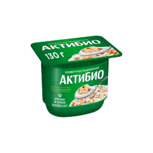 Биойогурт Актибио с отрубями и злаками обогащенный бифидобактериями 2.9%, 130г