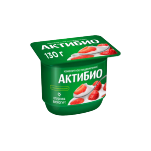 Биойогурт Актибио обогащенный бифидобактериями с клубникой 2.9%, 130г