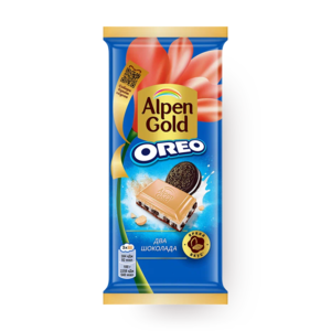 Шоколад молочный Alpen Gold Два шоколада с белым шоколадом, ваниль с кусочками печенья Oreo 85 г