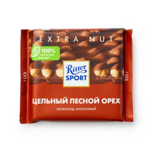 Шоколад молочный Ritter Sport Extra Nut с цельным лесным орехом 100 г